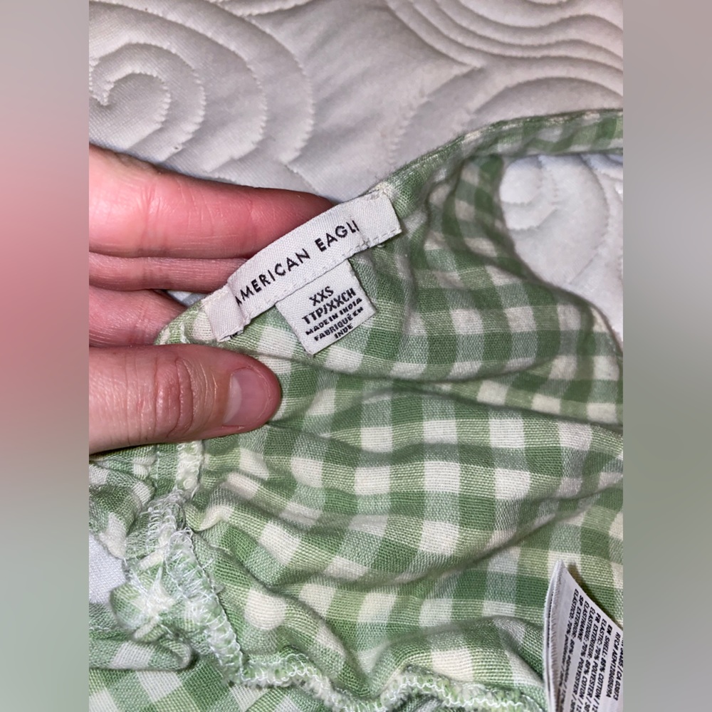 American Eagle Green/White Plaid Linen Set in size XXS - Picture 4 of 15